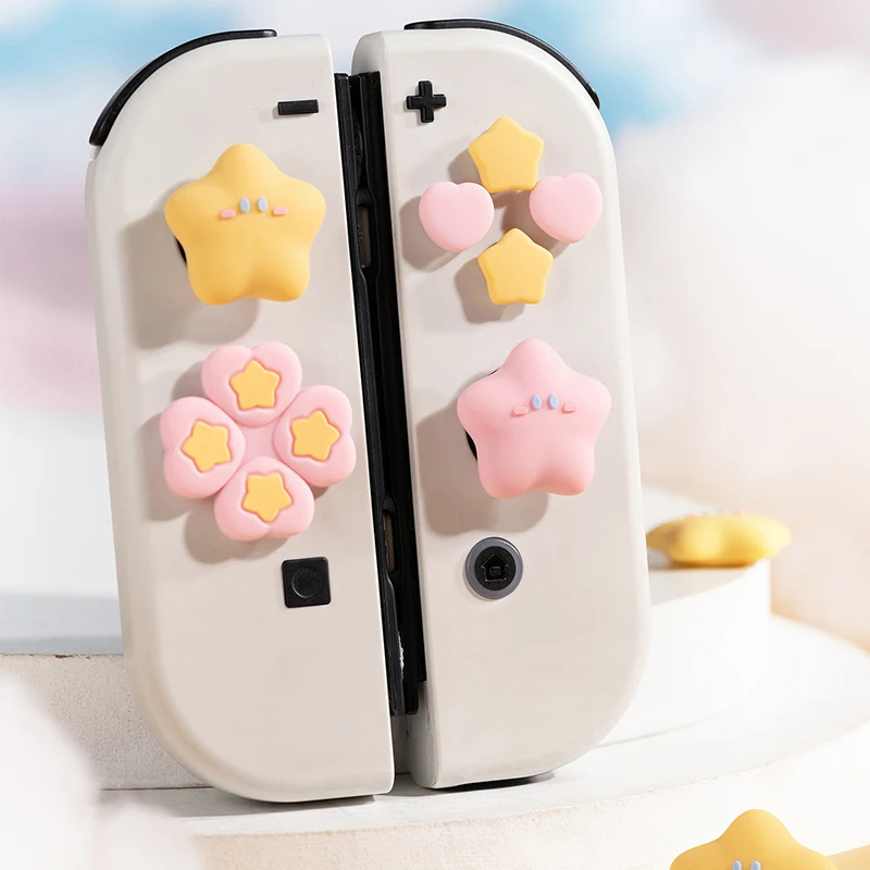 D-pad ย้ายปุ่มทิศทางข้าม ABXY สติกเกอร์ที่สําคัญจอยสติ๊ก Thumb Stick Grip สําหรับ Nintendo Switch OLED NS Joy-con ผิวกรณี