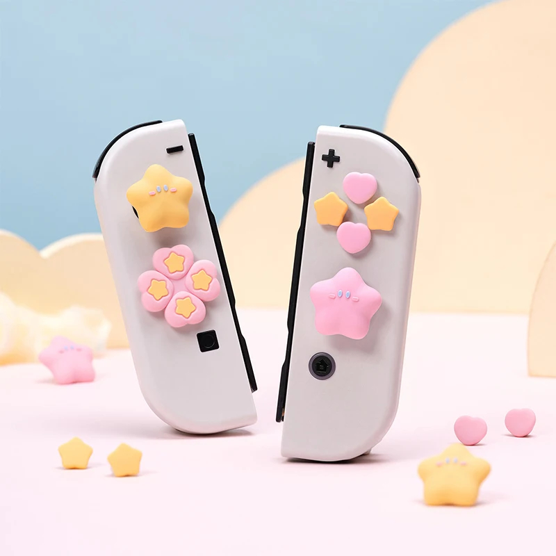 D-pad ย้ายปุ่มทิศทางข้าม ABXY สติกเกอร์ที่สําคัญจอยสติ๊ก Thumb Stick Grip สําหรับ Nintendo Switch OLED NS Joy-con ผิวกรณี