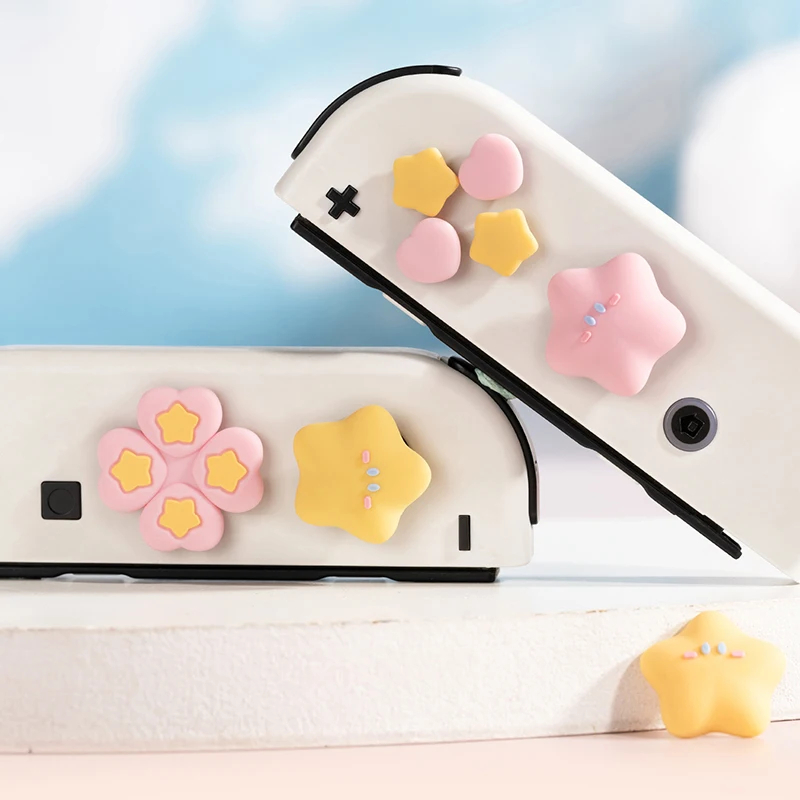 D-pad ย้ายปุ่มทิศทางข้าม ABXY สติกเกอร์ที่สําคัญจอยสติ๊ก Thumb Stick Grip สําหรับ Nintendo Switch OLED NS Joy-con ผิวกรณี
