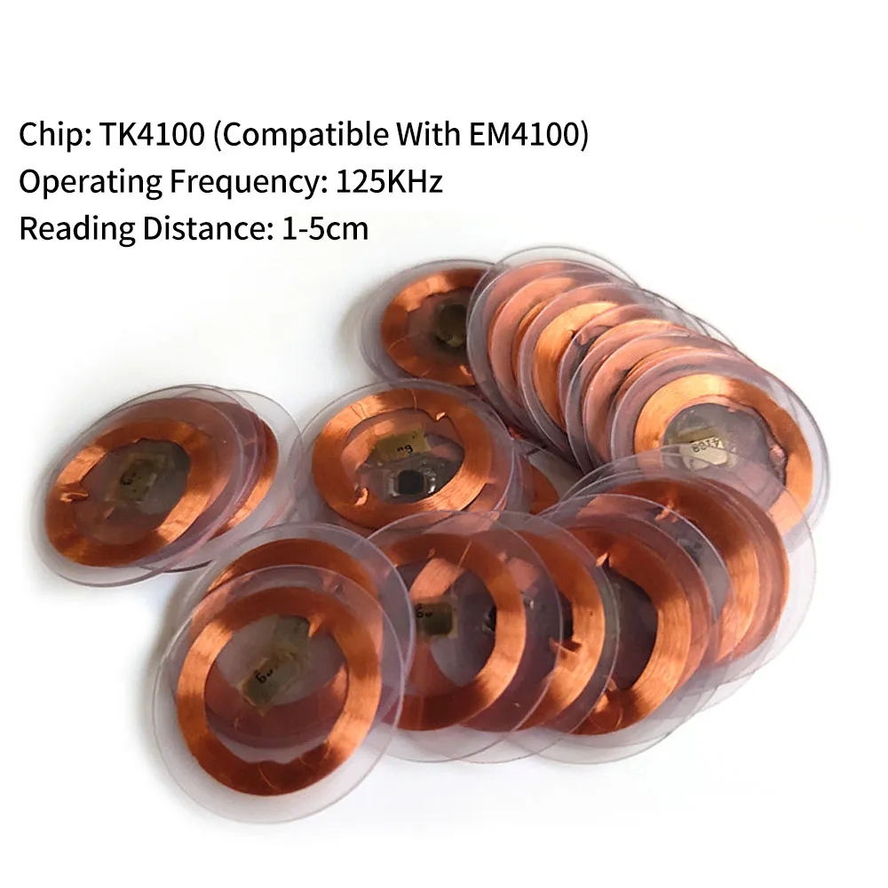 10 ชิ้น 125KHz EM4100 / 13.56Mhz M1 Coil โปร่งใสเหรียญการ์ดอ่านเท่านั้น Keyfob RFID Proximity Access Control การ์ดแท็กพวงกุญแจ
