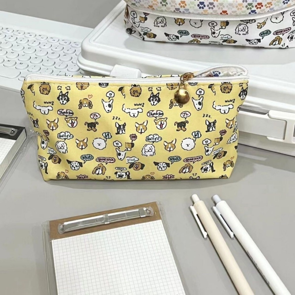 ลูกสุนัขพิมพ์กระเป๋าดินสอนักเรียนความจุขนาดใหญ่น่ารักปากกากระเป๋า อิน เครื่องเขียนกระเป๋า