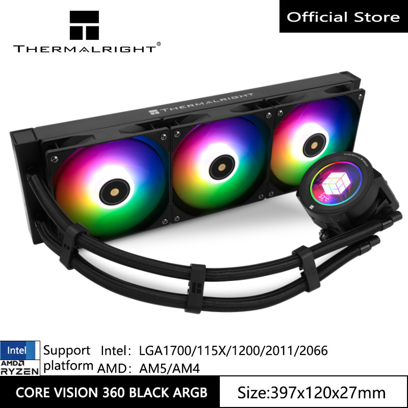 Thermalright CORE VISION 360ARGB CPU Liquid Cooler 2.4 นิ้ว IPS 3 * PWM พัดลมระบายความร้อนหม้อน้ําคว