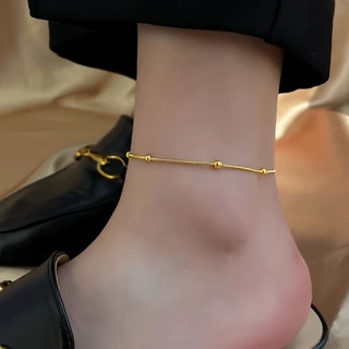 18k Gold-Plated Transfer ลูกปัดไทเทเนียมเหล็กสร้อยข้อเท้าแฟชั่นสุภาพสตรีประณีต Niche All-Match เครื่องประดับ