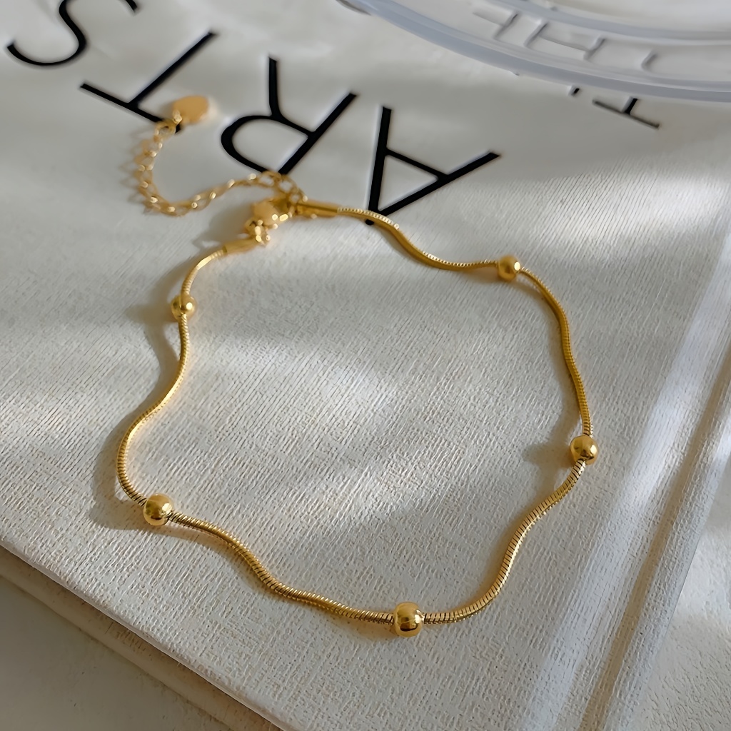 18k Gold-Plated Transfer ลูกปัดไทเทเนียมเหล็กสร้อยข้อเท้าแฟชั่นสุภาพสตรีประณีต Niche All-Match เครื่องประดับ