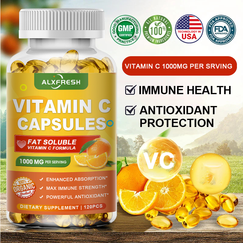 วิตามินซีแคปซูล 1000 มก. สําหรับผิวสารต้านอนุมูลอิสระสนับสนุนข้อต่อภูมิคุ้มกันสุขภาพ-บริสุทธิ์สูง