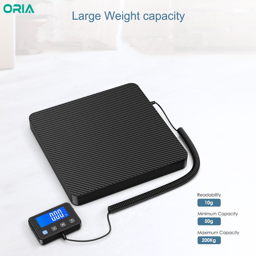 Oria 200 กก./440 ปอนด์ Digital Shipping เครื่องชั่งไปรษณีย์ขนาดแพลตฟอร์มความแม่นยําสูงพร้อมฟังก์ชั่น Hold และ Tare สําหรับแพ็คเกจโกดังธุรกิจขนาดเล็ก