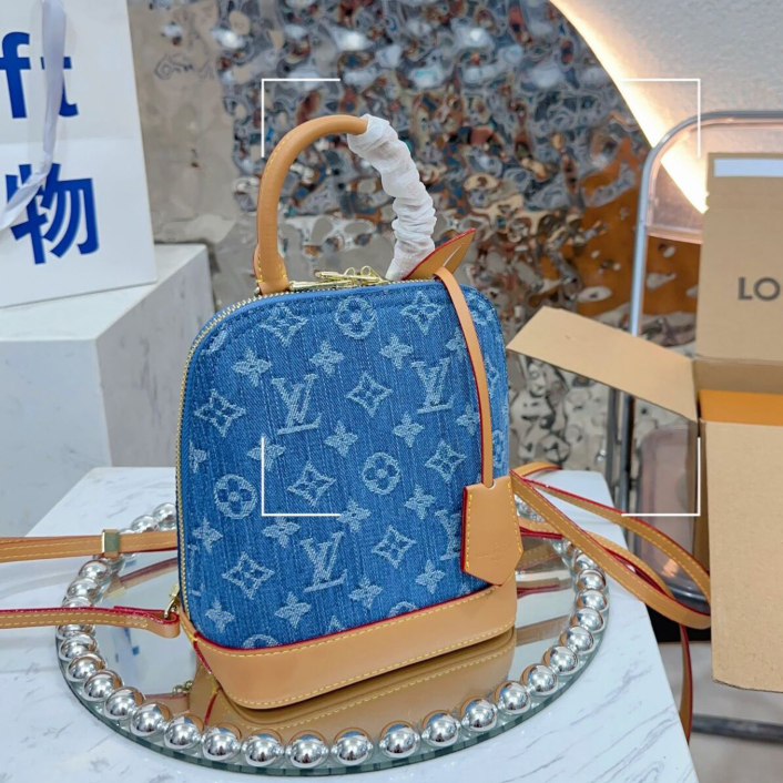 [กล่องของขวัญ]  Lv Denim Backpack คุณภาพสูง PVC ทนต่อการสึกหรอ กระเป๋าสะพายไหล่