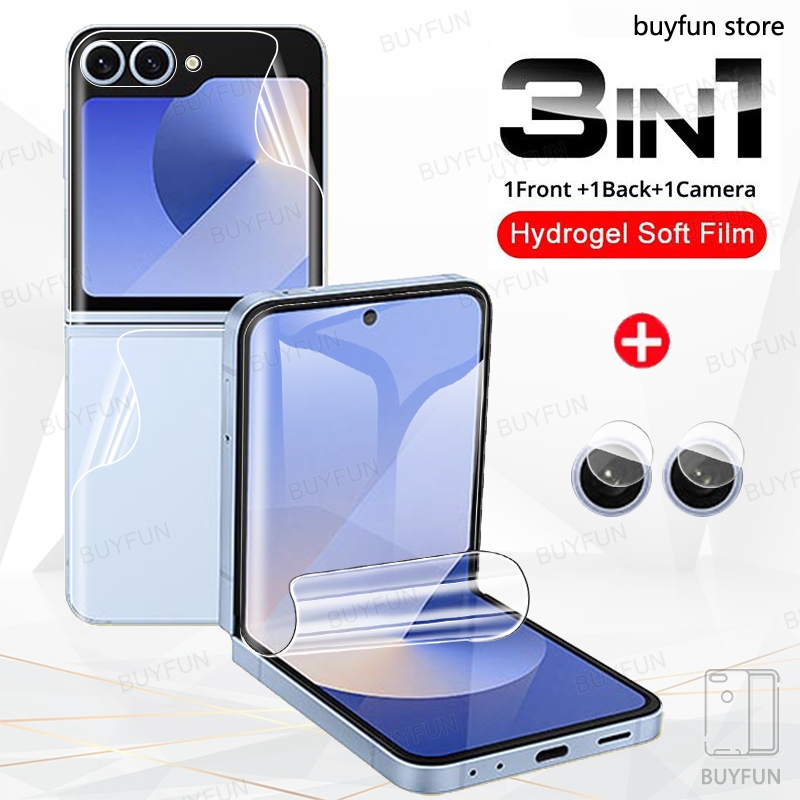 3to1 สําหรับ Samsung Galaxy Z Flip 6 5 4 3 1 ZFlip flip6 zflip6 4G 5G ฟิล์มไฮโดรเจลกล้องกลับฟิล์มป้องกันด้านหน้าป้องกันหน้าจอ