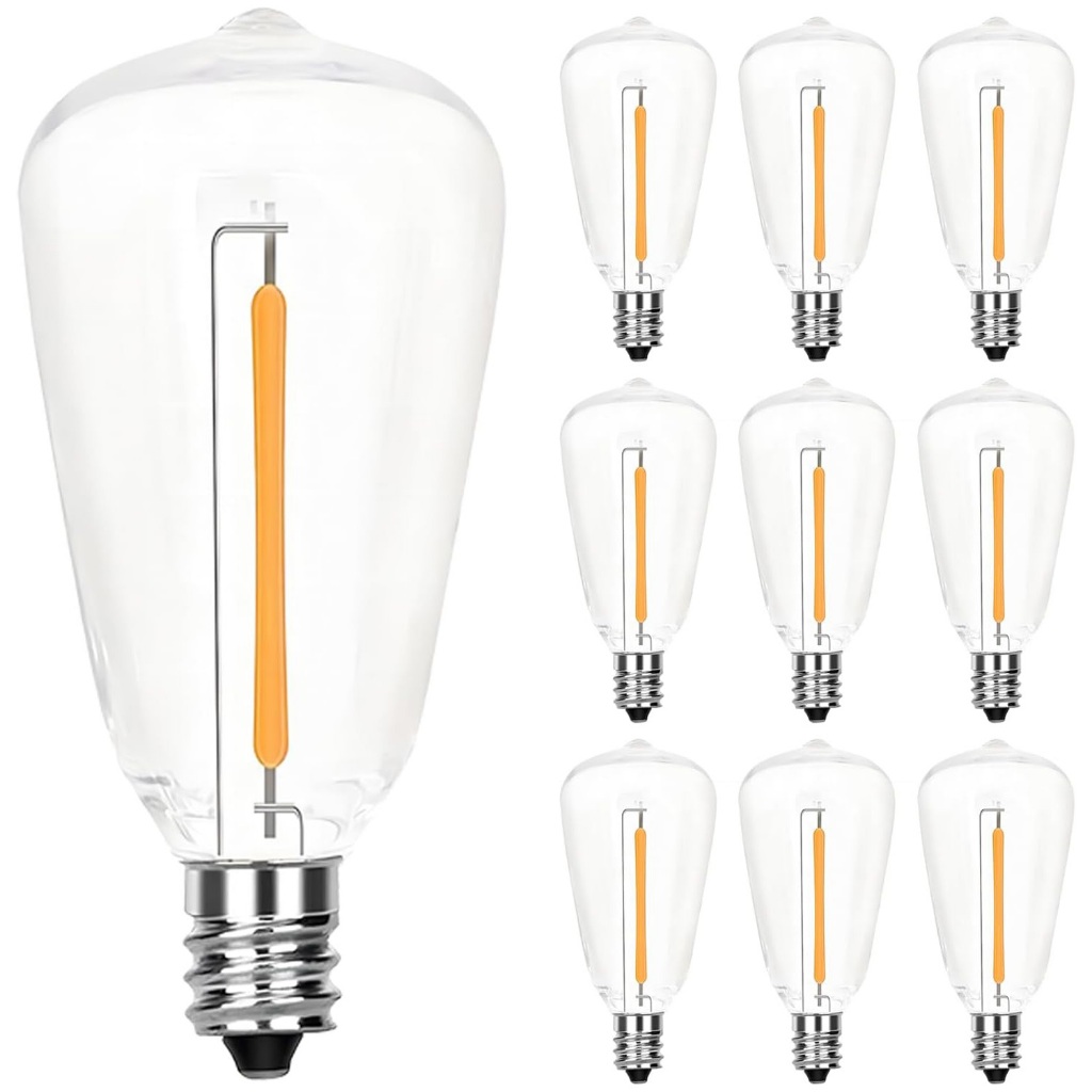 10 แพ็ค ST38 LED เปลี่ยนหลอดไฟ, 1W เหมาะกับ E12 C7 สกรูฐาน, AC 220V / DC 3V, Warm white 2700K Shatte