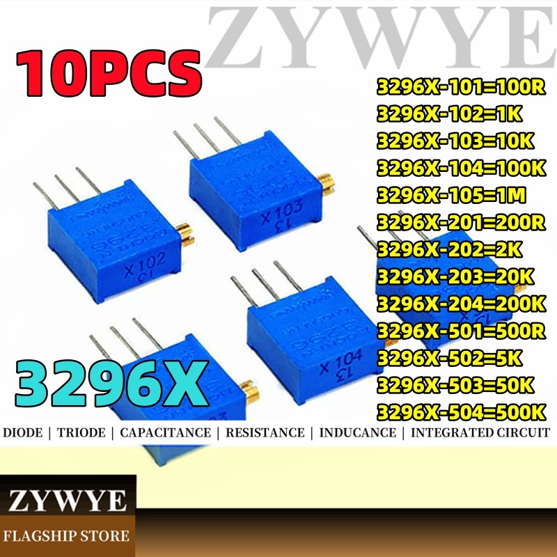 20PCS 3296X-103 3296X ด้านข้างปรับ Multi-Ring ปรับ Potentiometer 3296X 101 102 103 104 105 201 202 2