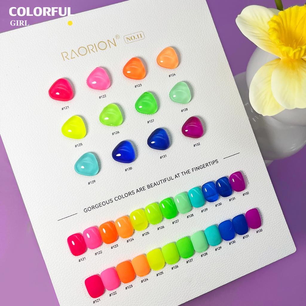 【พร้อมส่ง】 สีทาเล็บเจล RARION12 สี RARION) สีเจล นีออน 12สี แถมชาทสีฟร +แถมชาทสีฟร