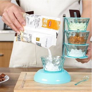 4/5 Layer Kitchen Vanilla Spice Tools Crystal Vertical Rotatable Seasoning Box Kitchen Creative Spice Jar Household Rotatable Pick Seasoning Jar Storage Box