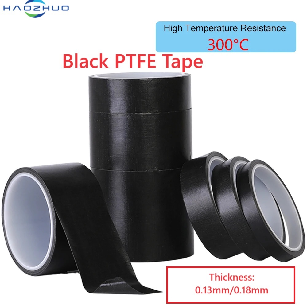 0.13/0.18 มม.สีดํา PTFE Te-Flon เทปทนอุณหภูมิสูง 300 องศาเครื่องสูญญากาศบรรจุภัณฑ์ปิดผนึกฉนวนเทป 10 M/ม้วน