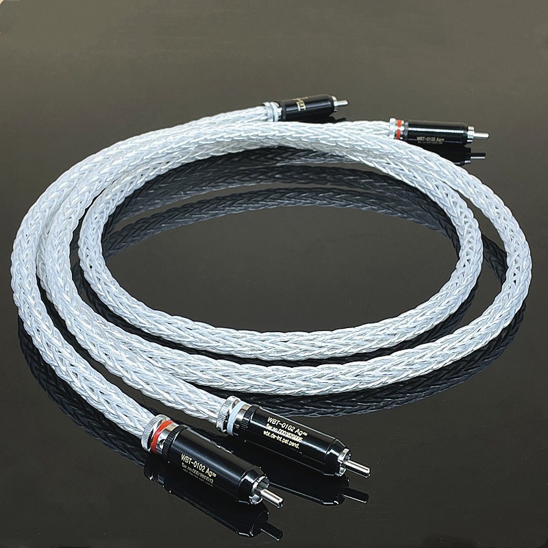 อเมริกัน Kimber Kable 8ag16 Strand ถักคริสตัลเดี่ยว Silver Fever เครื่องขยายเสียงสัญญาณสาย Double Lotus ลําโพงเครื่องขยายเสียง RCA สายสัญญาณเสียง