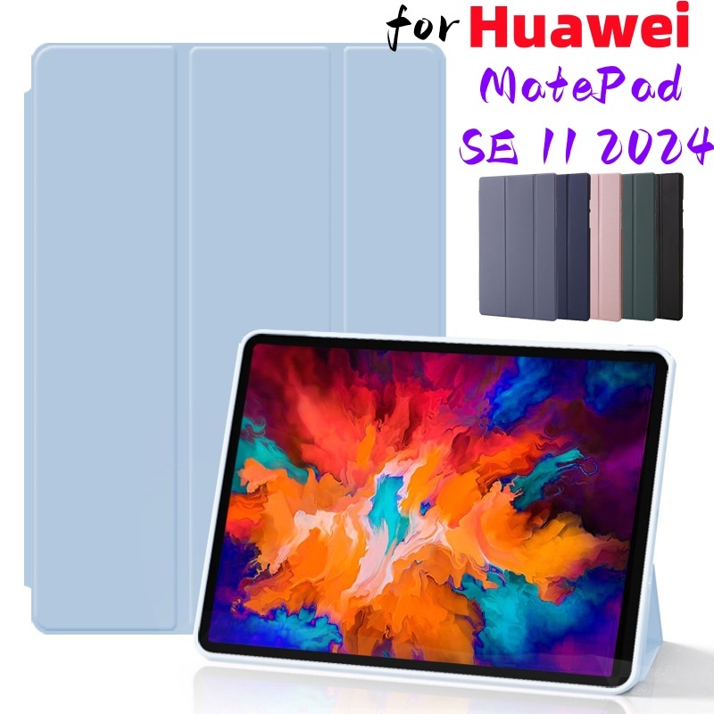 เคสสมาร์ทแม่เหล็กสําหรับ Huawei MatePad SE 11 นิ้ว 2024 ซิลิคอนเคสป้องกันขาตั้งบางเฉียบสําหรับ Huawei MatePad SE 11 นิ้ว