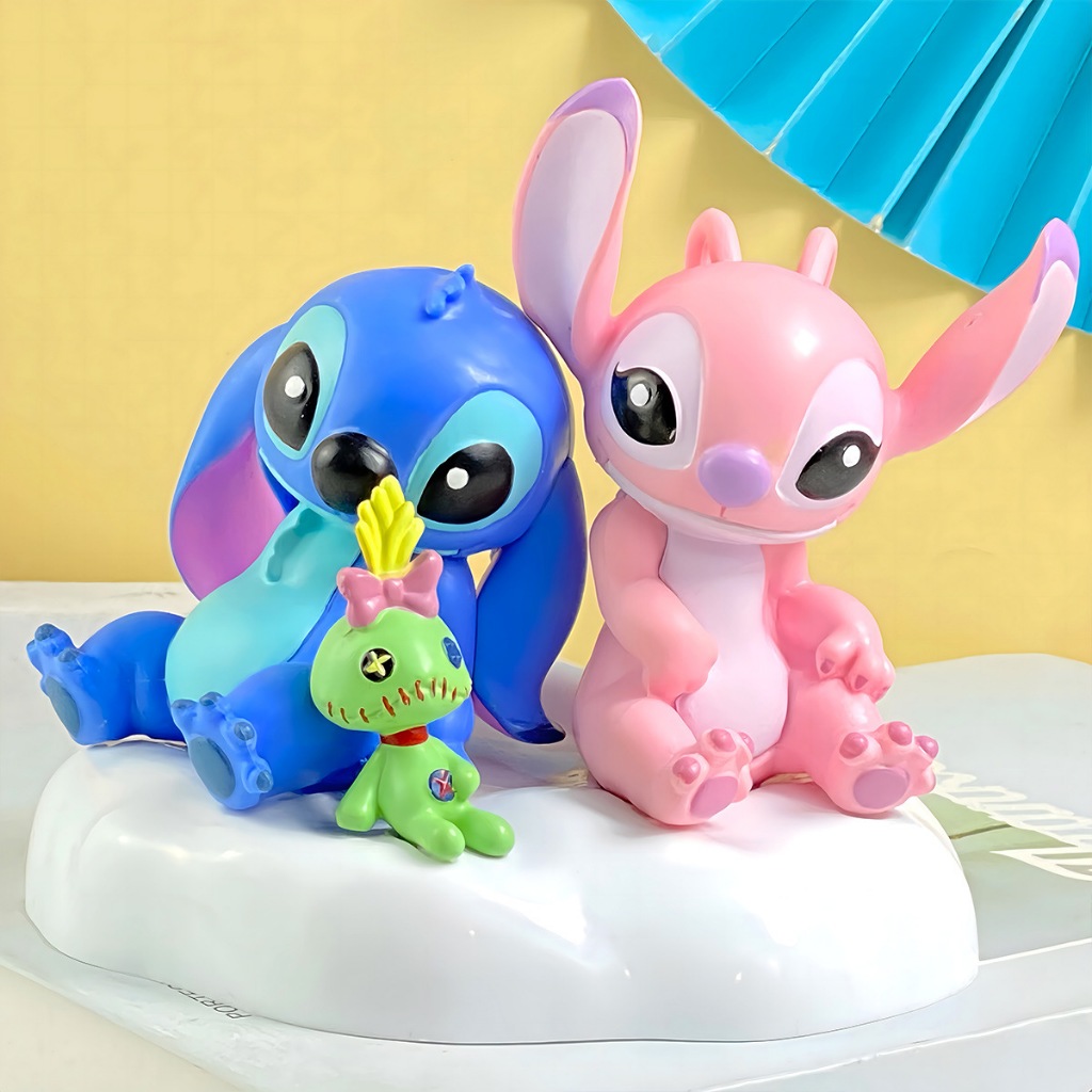 3 ชิ้น/เซ็ต 13 ซม.อะนิเมะ Lilo & Stitch Action Figure Stitch Angel Scrump Ugly Girl Gold Cloud Clust