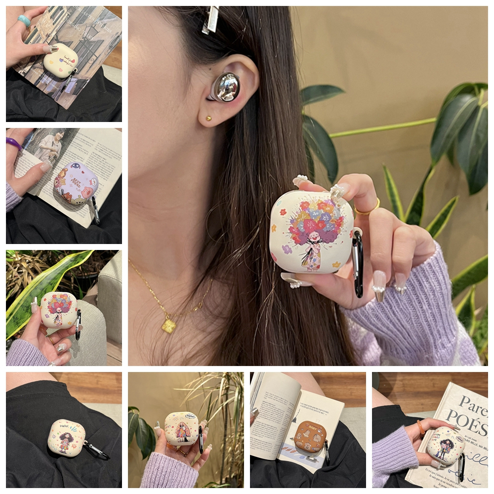 แฟชั่นน่ารักกันกระแทกกรณีแบบพกพาสําหรับ Samsung Galaxy Buds FE/2 Pro /Buds Pro/Buds Live TPU สีฟ้าป้องกันหูฟังหูฟังฝาครอบ