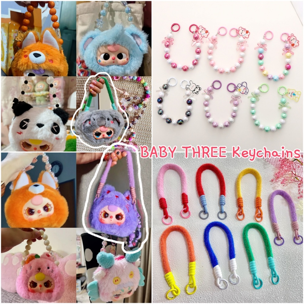 ซื้อ BABY THREE มือ-ลูกปัดกระเป๋าจี้การ์ตูนพวงกุญแจหูฟังกรณีตกแต่งโบว์ลูกปัดพวงกุญแจเชือกเส้นเล็กโทรศัพท์มือถือ อิน ข้อมือแขวนของขวัญที่มีสีสันมัลติฟังก์ชั่พวงก