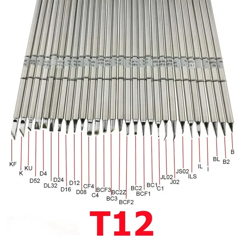 T12 เคล็ดลับหัวแร้งเปลี่ยนรุ่นต่างๆของเคล็ดลับหัวแร้งไฟฟ้า T12-B BC2 C4 D24 KR KL JL02 สําหรับ Hakko Fx951 DIY สถานีบัดกรี