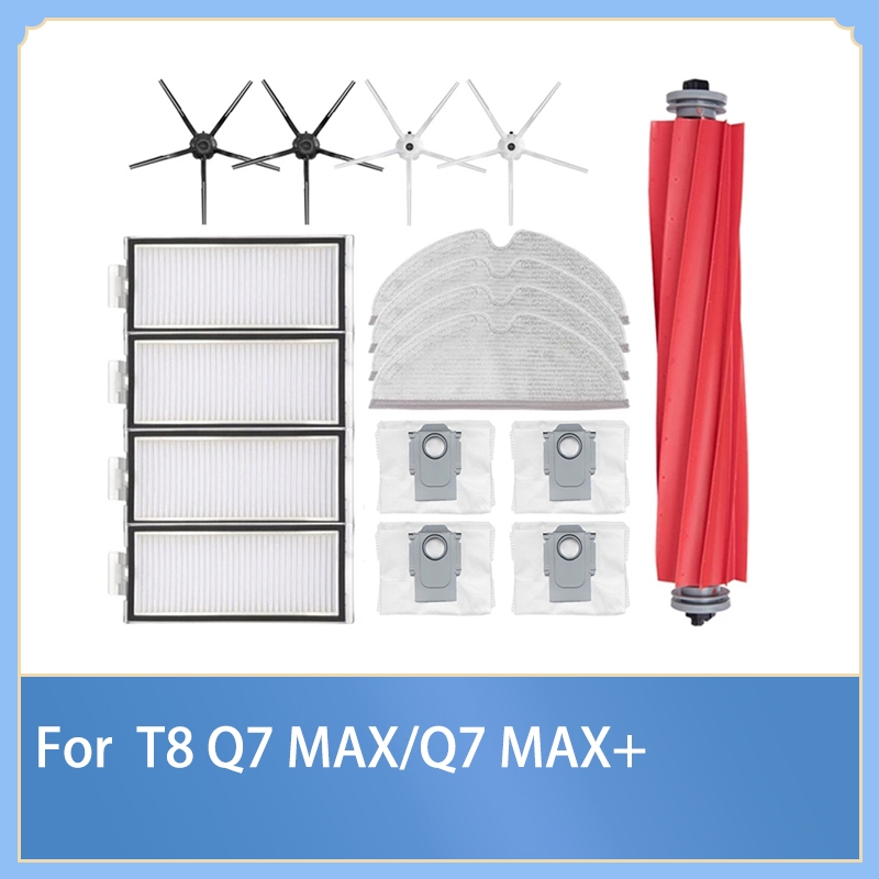 แปรงหลักแปรงด้านข้างกรองฝุ่นผ้าม็อบสําหรับ Roborock Q7 Max / Q7 Max+ / เครื่องดูดฝุ่นหุ่นยนต์