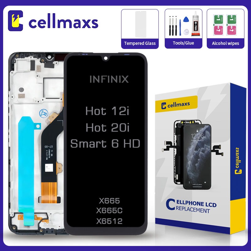 สําหรับ INFINIX ร้อน 12i 20i สมาร์ท 6 HD X665 X665B X665C X665E X6512 LCD หน้าจอสัมผัสเปลี่ยนกรอบ