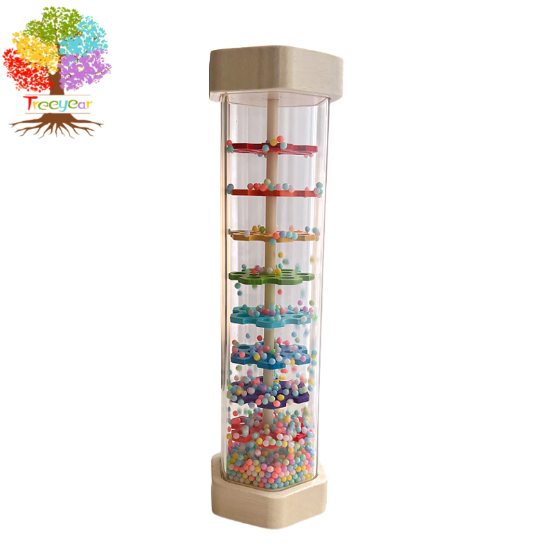 ไม้ Rainmaker Montessori ของเล่นเด็ก 3-6-12 เดือน, Baby Rattle Sensory Development ของเล่น, ทารกเครื่องดนตรีของเล่น
