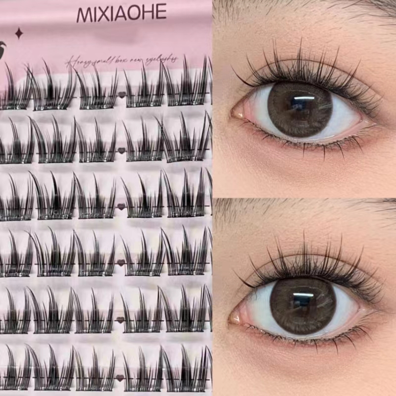 Mixiaohe Lazy Daisy กาวฟรี Double-Whiskered Tiger Claw ขนตาปลอมกระจกธรรมชาติที่ถอดออกได้ Curling แว่นขยายตาหญิงเส้นใย