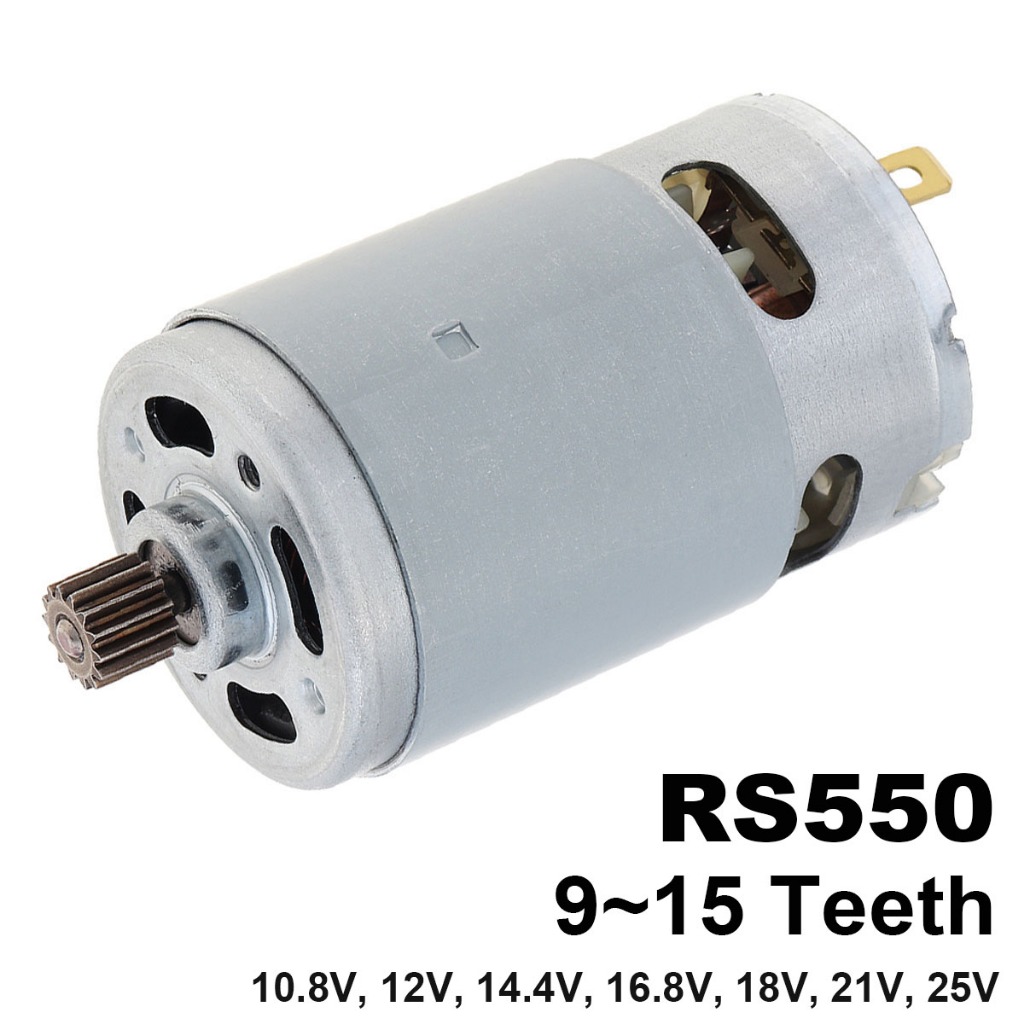 Rs550 มอเตอร์ DC 10.8V/12V/14.4V/2.8V/18V/21V/25V 21500-29000RPM พร้อม 9/11/12/14/15 ฟันเกียร์สําหรับสว่านไฟฟ้า/ไขควง