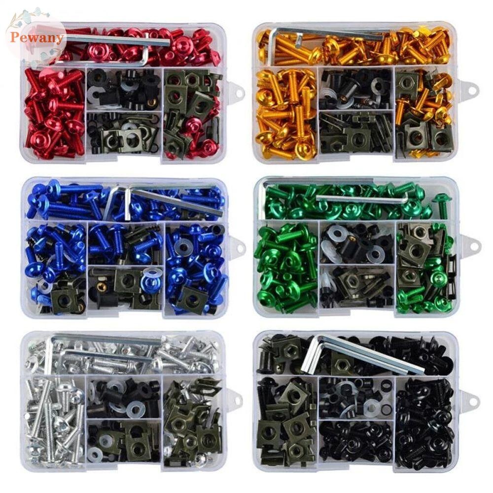 🛵177 ชิ้น/เซ็ต CNC Alloy M6 M5 Fairing Bolts Kit Bodywork สกรู Nut สําหรับรถจักรยานยนต์ 6 สี