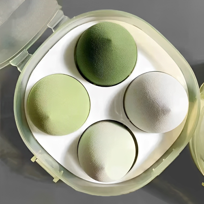 4ชิ้นความงามไข่แต่งหน้าฟองน้ําชุดมูลนิธิแต่งหน้าฟองน้ําด้วยกล่องไข่ที่สมบูรณ์แบบสําหรับใบหน้าครีมผง - รูปที่ 7