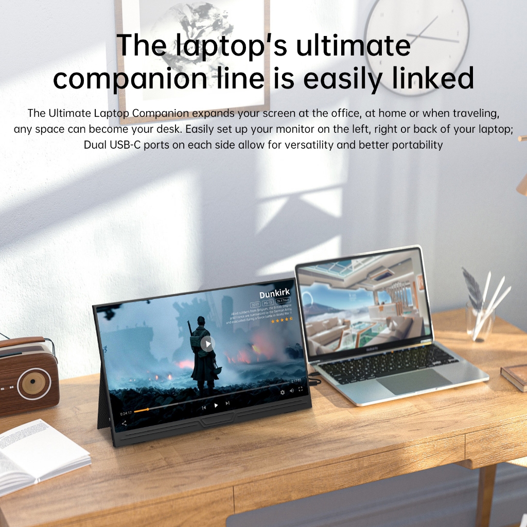 DITU 14‘’/15.6นิ้วจอภาพแบบพกพา PORTABLE MONITOR  1920*1080P IPS แบบพกพาลำโพงคู่ในตัวรองรับการใช้งานกับคอมพิวเตอร์แล็ปท็ เชื่อมต่อกับคอน Gaming Monitor สําหรับ PC PS3/4/5 สวิทช์ Xbox แล็ปท็อป - รูปที่ 6