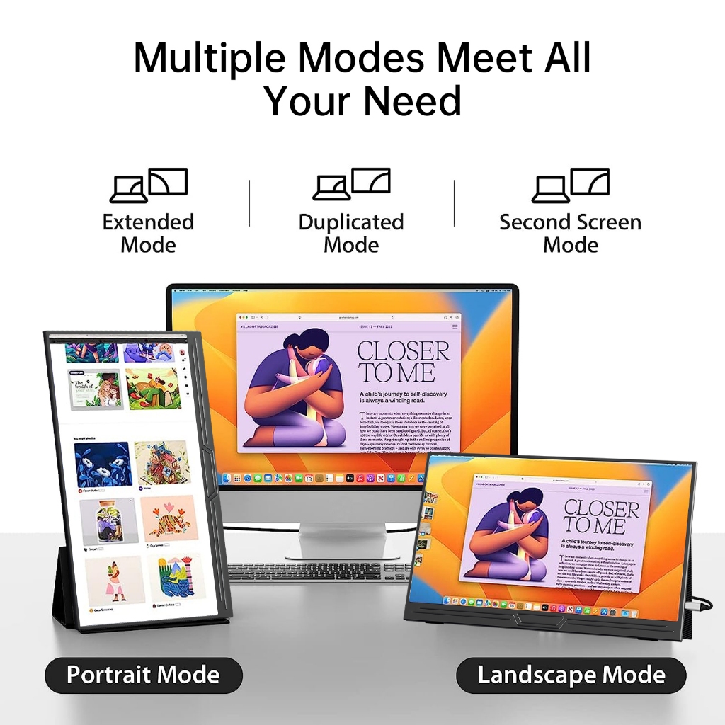 DITU 14‘’/15.6นิ้วจอภาพแบบพกพา PORTABLE MONITOR  1920*1080P IPS แบบพกพาลำโพงคู่ในตัวรองรับการใช้งานกับคอมพิวเตอร์แล็ปท็ เชื่อมต่อกับคอน Gaming Monitor สําหรับ PC PS3/4/5 สวิทช์ Xbox แล็ปท็อป - รูปที่ 4