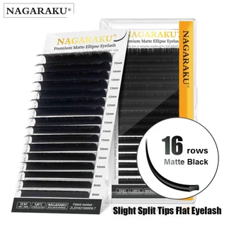 Nagaraku ขนตาแต่งหน้าแบนแยกเคล็ดลับรูปไข่รูปร่างธรรมชาติแสง Faux Eyelashes Dark Black Dark Brown eyelash matte
