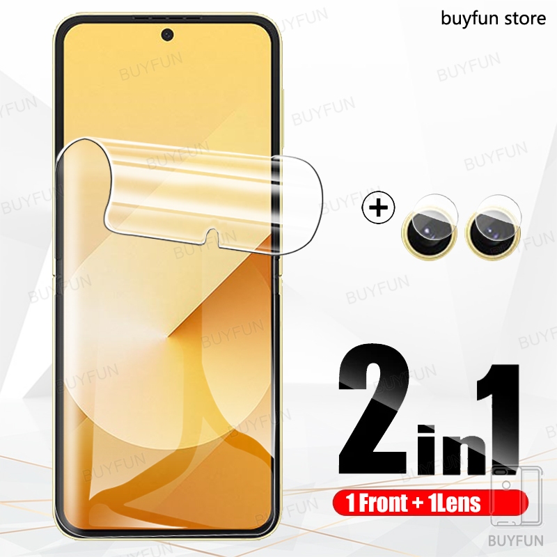 2in1 ฟิล์มไฮโดรเจลด้านหน้าสําหรับ samsung galaxy z flip 6 7 sumsung zflip6 z flip6 5g 5 4 3 กล้องเลน