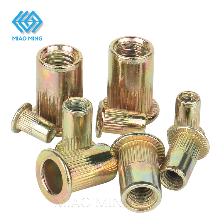 M3 M4 M5 M6 M8 M10 M12 เหล็กคาร์บอน Rivet Nuts หัวแบน Rivet Nut ชุดถั่วใส่ Riveting ชุด