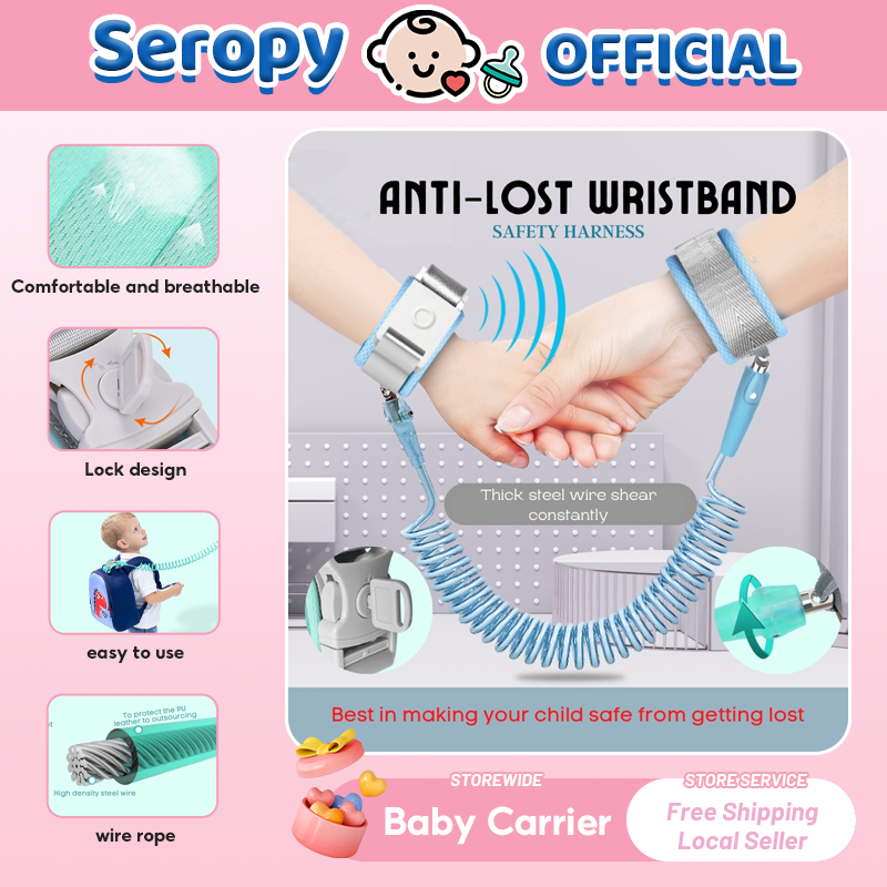 【Local FastShip】พร้อมส่ง สายจูงเด็ก สายจูงข้อมือเด็ก ป้องกันพลัดหลง ได้รับความนิยม แบบสปริง มีตัวล็อคมีกุญแจ ความปลอดภัยสูง ยาว1.5เมตร Anti-Lost Safety Wrist Band Rope Toddler Children Outdoor Walking Adjustable Triple Wrist Protection