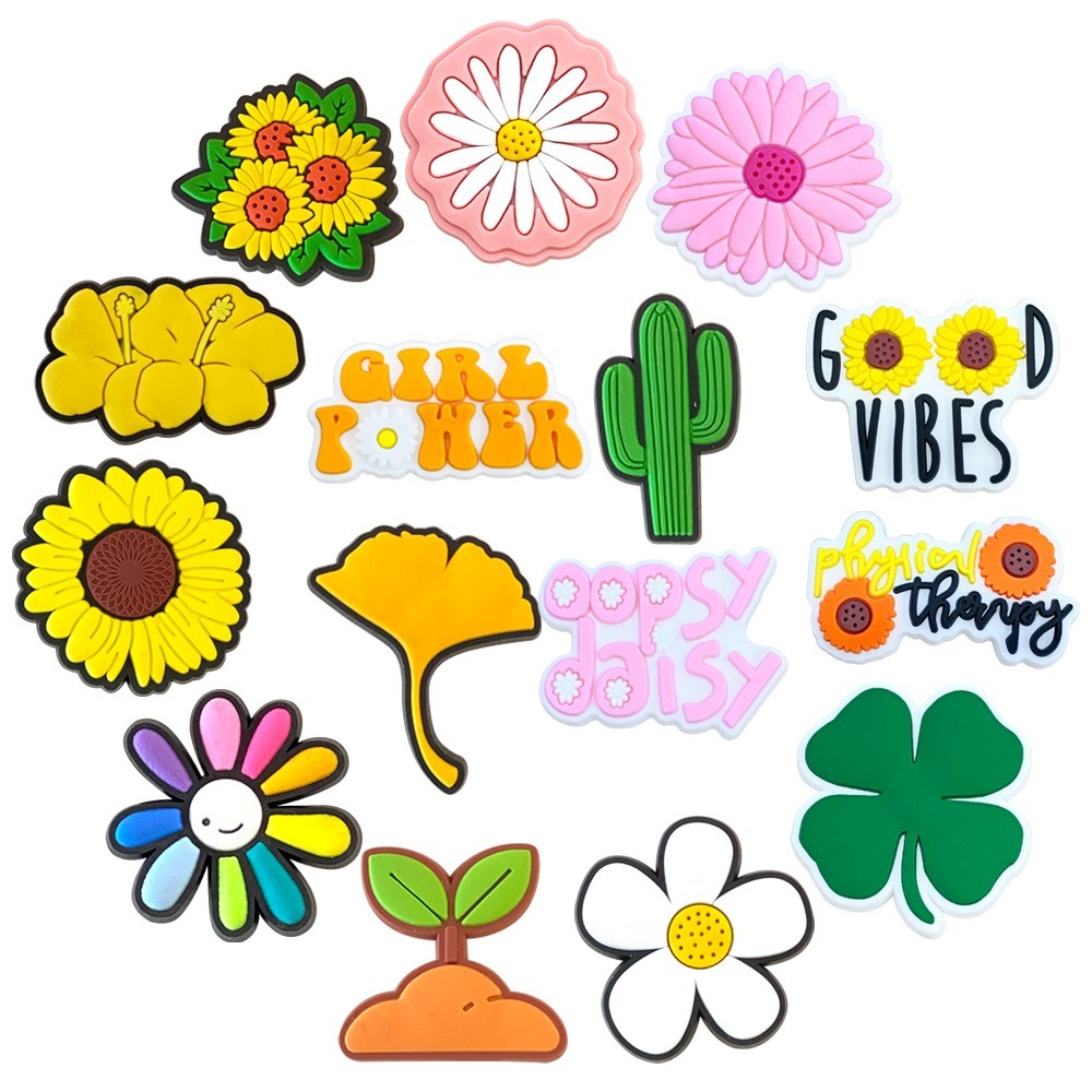 ร้อนน่ารัก Jibbitz 1 ชิ้นดอกทานตะวันพืช Crocs charms การ์ตูน Pin รองเท้าอุปกรณ์เสริมตกแต่งรองเท้าแตะรองเท้าแตะหัวเข็มขัดเด็กผู้หญิงของขวัญ
