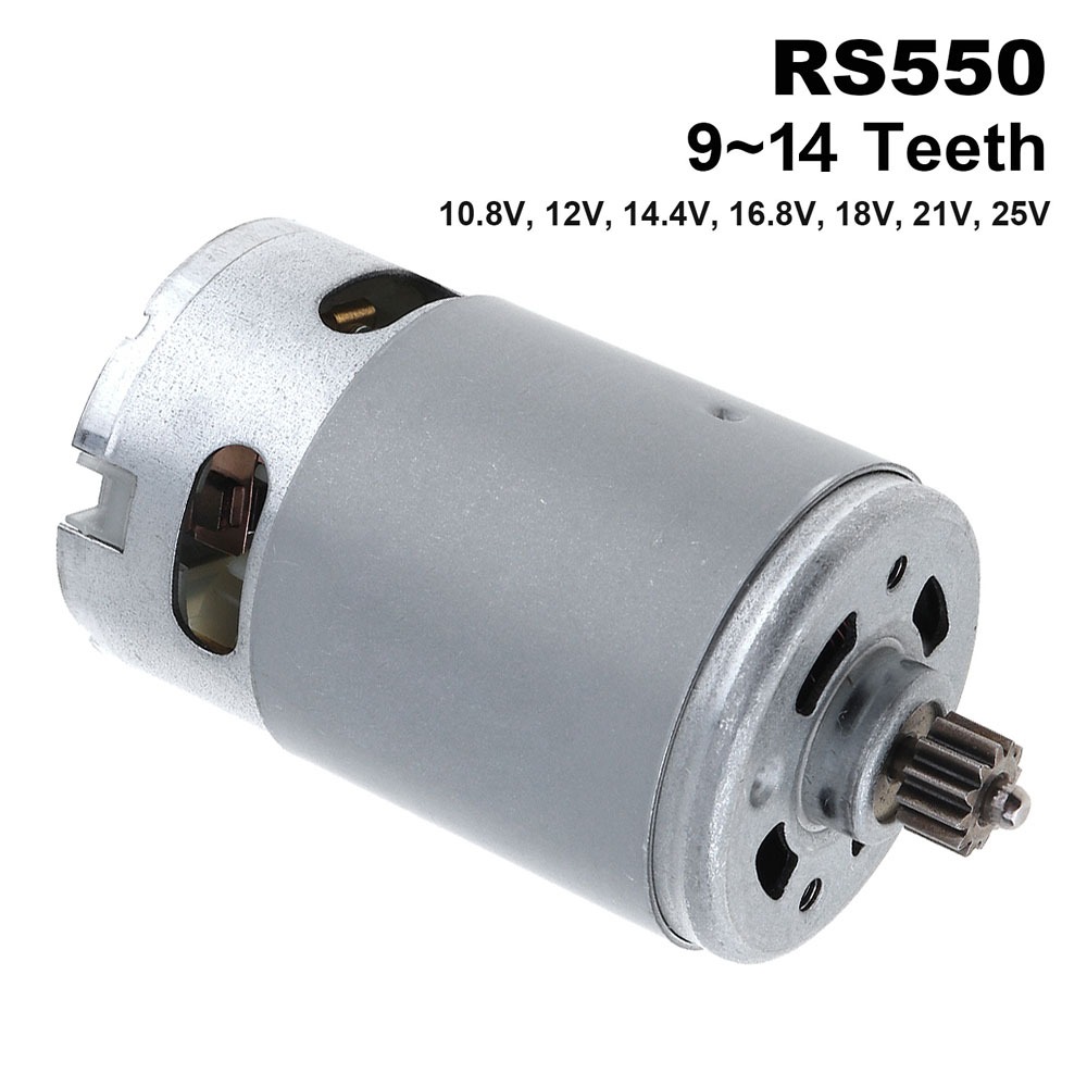 Rs550 DC มอเตอร์ 10.8 V/12 V/14.4 V/2.8 V/18 V/21 V/25 V 21500-29000RPM พร้อม 9 - 14 ฟันเกียร์สําหรับสว่านไฟฟ้า/ไขควง