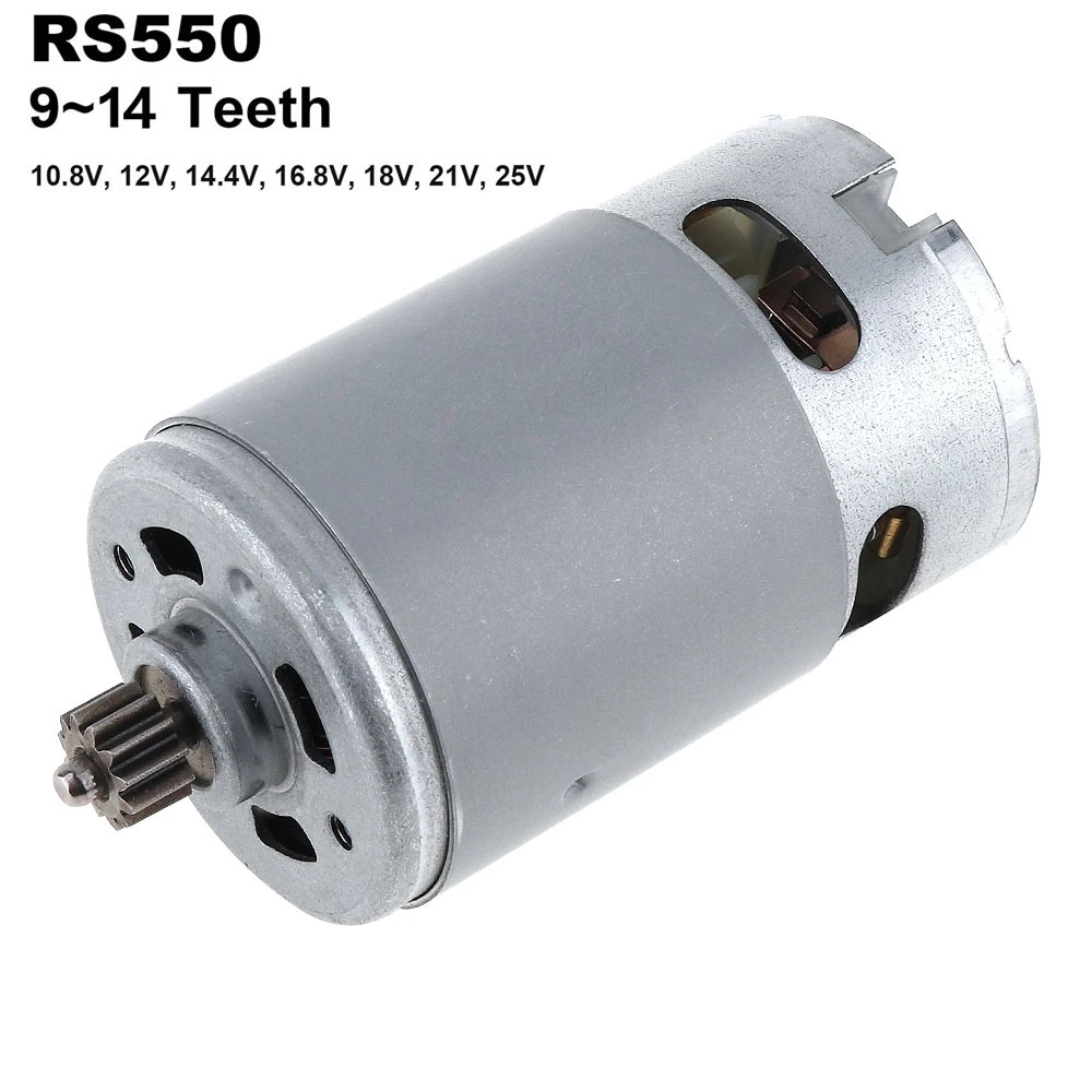 Rs550 มอเตอร์ DC 10.8V/12V/14.4V/2.8V/18V/21V/25V พร้อม 9/11/12/14 ฟันเกียร์สําหรับสว่านไฟฟ้า/ไขควง
