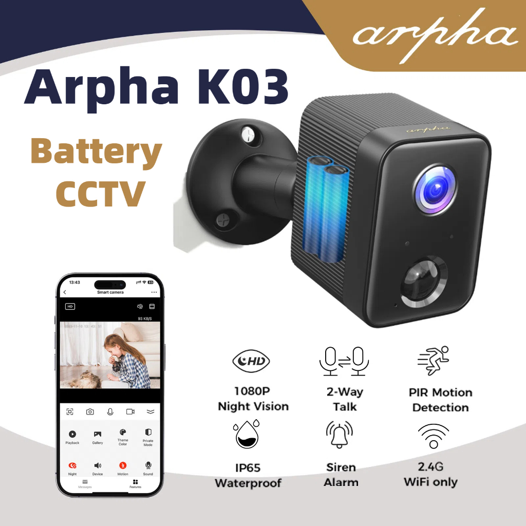 K03 กล้องวงจรปิดไร้สาย 1080P ใช้แบตเตอรี่ กันน้ํา IP สําหรับบ้าน กลางแจ้ง