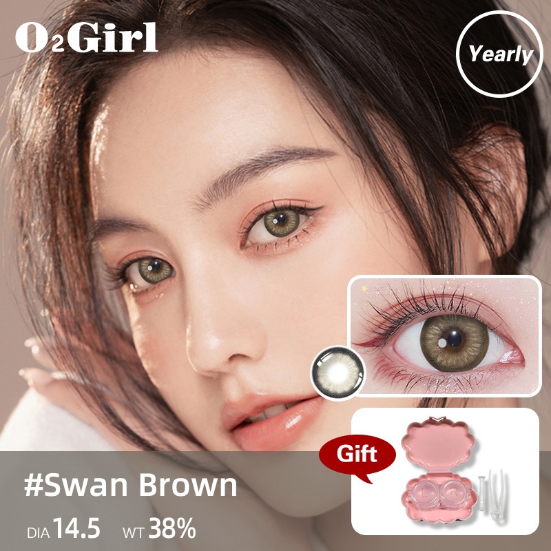 O2Girl คอนแทคเลนส์ Mini 2 ชิ้น 14.2 สีดำ มม. บิ๊กอายแว่นตาสายตาสั้นแต่งหน้าผลิตภัณฑ์ความงามเลนส์(0-8.00)Bean black