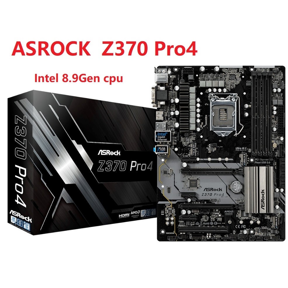 ใช้ ASROCK Z370 PRO4 เมนบอร์ด LGA 1151 (INTEL 8.9GEN )Intel Z370 64GB DDR4 เดสก์ท็อป ATX Intel เมนบอ
