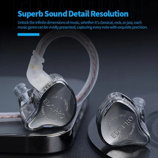 Kz EDC PRO HIFI ที่ดีที่สุดในหูแบบมีสายแบบไดนามิก Loop พร้อมสายสัญญาณเสียงแบบถอดได้สําหรับแบบไดนามิกขนาดใหญ่ไดรฟ์ Monitor หูฟัง