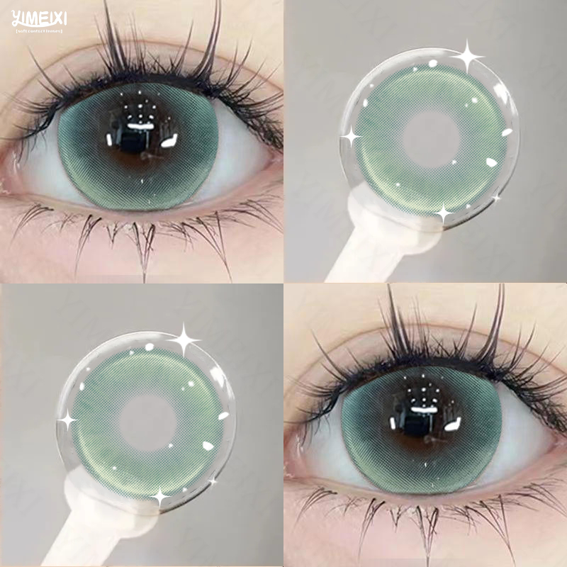 Yimeixi 2 ชิ้นคอนแทคเลนส์สีเกรดกระพริบ Series สีเขียว/สีฟ้า/สีม่วง 14.5 มม.นุ่มสบาย Yealy ใช้เลนส์
