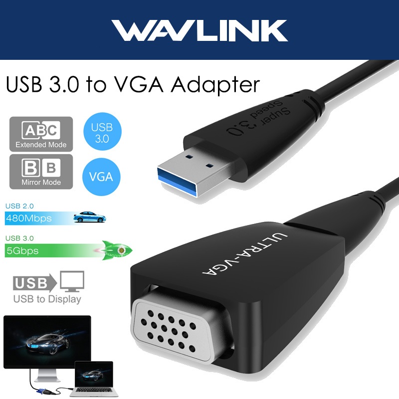 Wavlink อะแดปเตอร์ USB เป็น VGA สําหรับตัวแปลงการ์ดกราฟิกภายนอก 1080P