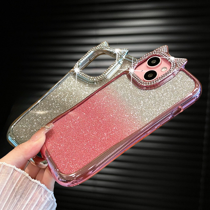 【Diamond tpu soft case+Gradient Paper/Pink】เคส compatible for iphone 16 11 12 13 14 15 pro max case