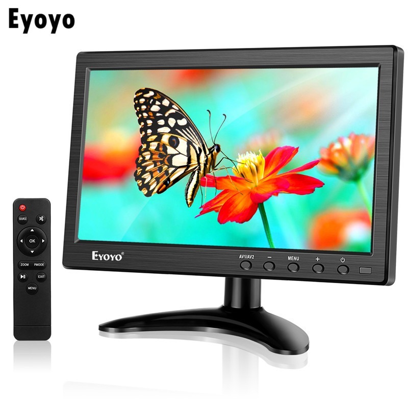 Eyoyo แบบพกพา 12 นิ้ว LCD HDMI Monitor HD 1366x768 พร้อมอินพุต HDMI VGA BNC AV ลําโพงในตัว