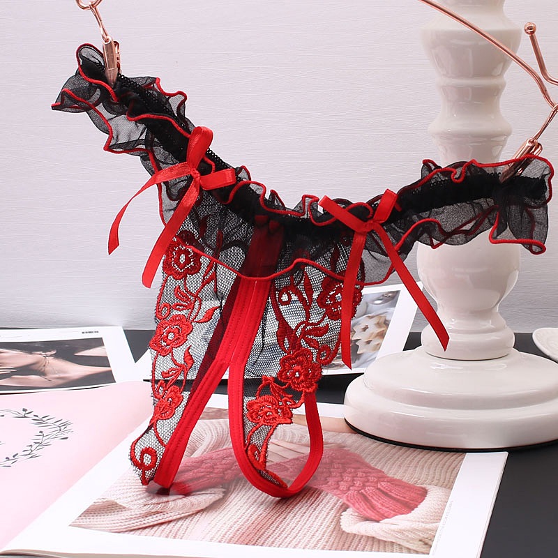 ผู้หญิงเซ็กซี่crotchless g string thong Embroider เย็บปักถักร้อยกางเกง T-back