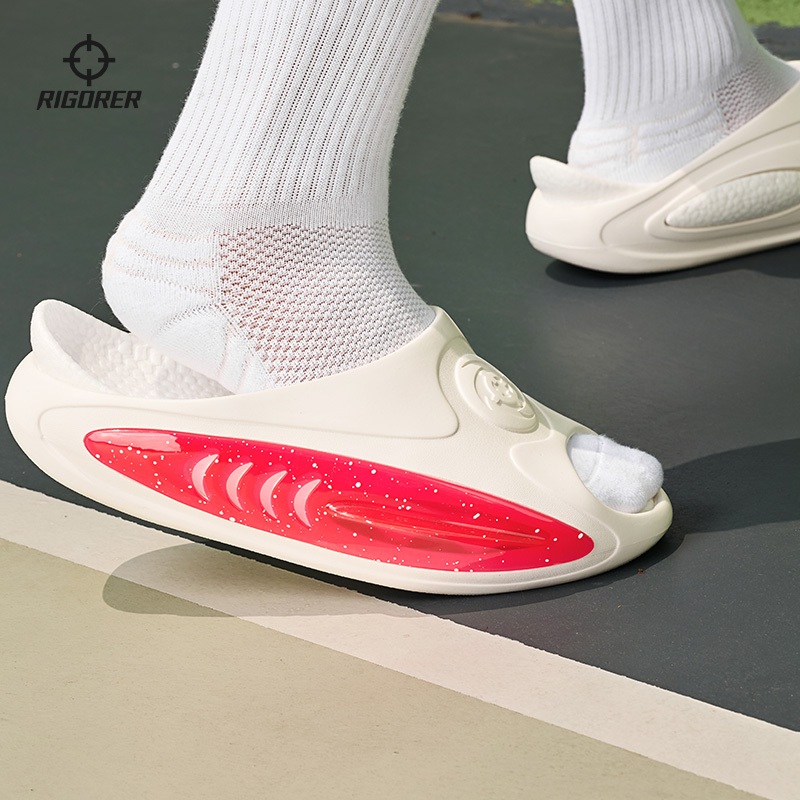 Rigorer รองเท้าแตะฉลาม Super Soft น้ําหนักเบาผู้หญิงผู้ชายสไลด์กันน้ํากันลื่นสวมใส่ด้านนอกรองเท้าแตะฤดูร้อน