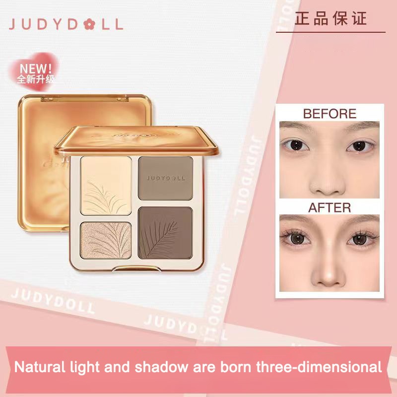 Judydoll high-gloss Contouring Palette ครอบคลุม Palette Matte Brightening สามมิติ Shadow จมูก Shadow NATURAL Long-Lasting กันน้ำ 9g